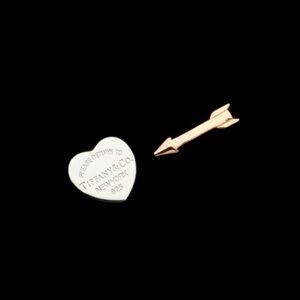 Tiffany & Co. Silver Heart Tag and Rose Gold Arrow Studs